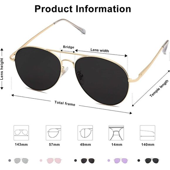 NIB SOJOS Classic Aviator Polarized Retro Style Sunglasses, Gold/Green - Picture 2 of 11